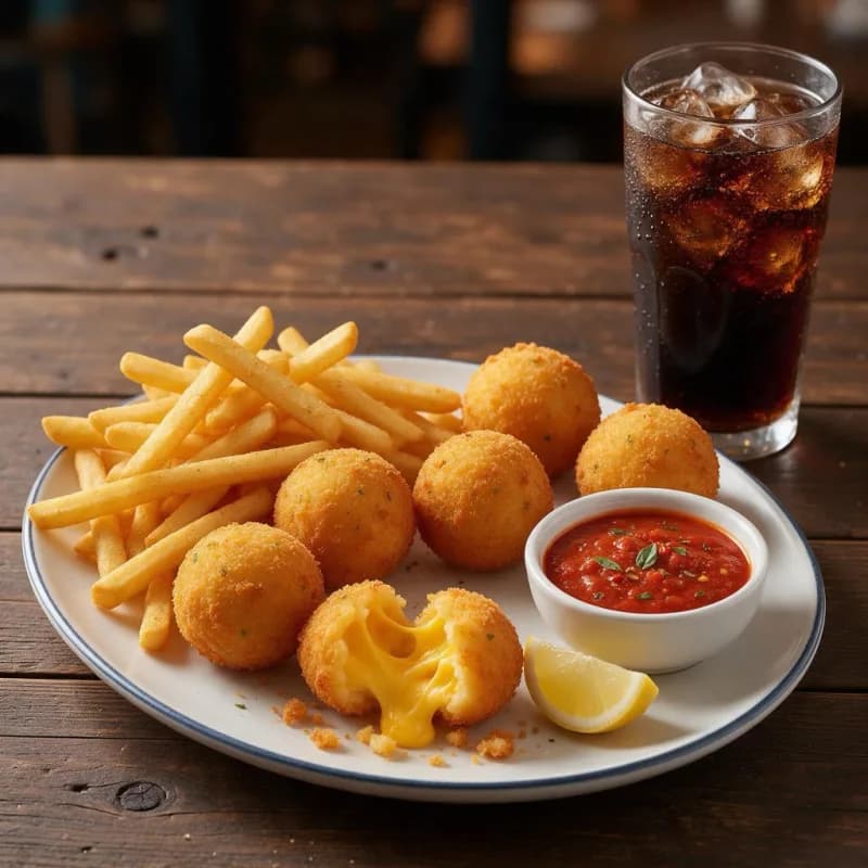 Cheese Balls: 6 Piece + French Fries + Coke
